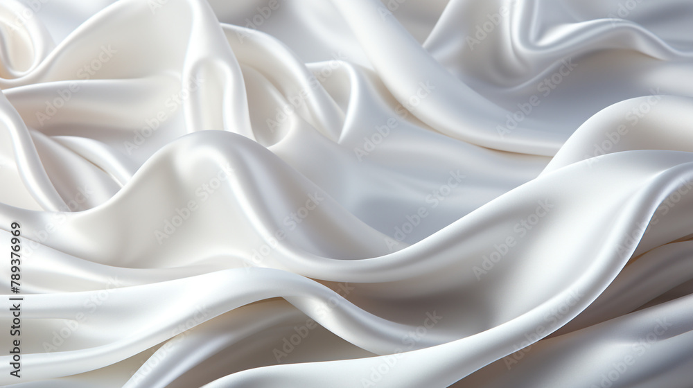 Fototapeta premium Abstract metallic background with some smooth lines Closeup of rippled white silk satin fabric сreated with Generative Ai