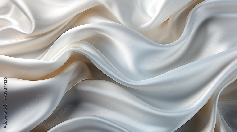 Abstract metallic background with some smooth lines Closeup of rippled white silk satin fabric сreated with Generative Ai Abstract metallic background with some smooth lines Closeup of rippled white silk satin fabric сreated with Generative Ai