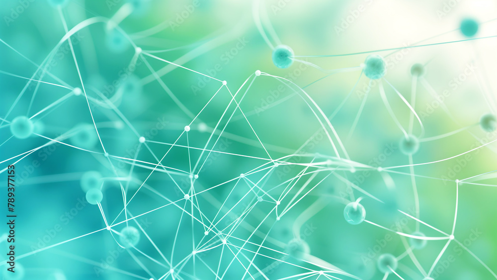 Abstract Data: Cyan-Colored String Lines and Nodes in Light Blue Abstract Data: Cyan-Colored String Lines and Nodes in Light Blue