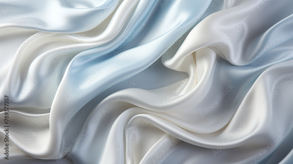 Fototapeta premium Abstract metallic background with some smooth lines Closeup of rippled white silk satin fabric сreated with Generative Ai
