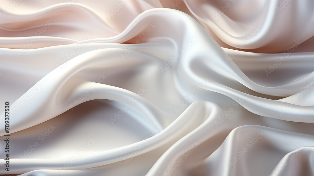 Obraz premium Abstract metallic background with some smooth lines Closeup of rippled white silk satin fabric сreated with Generative Ai
