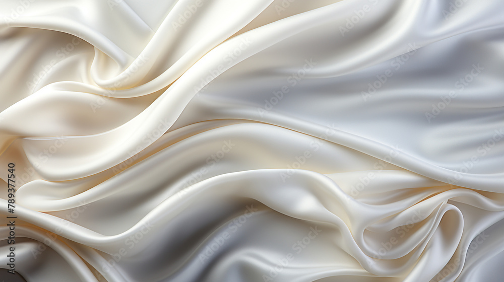Obraz premium Abstract metallic background with some smooth lines Closeup of rippled white silk satin fabric сreated with Generative Ai