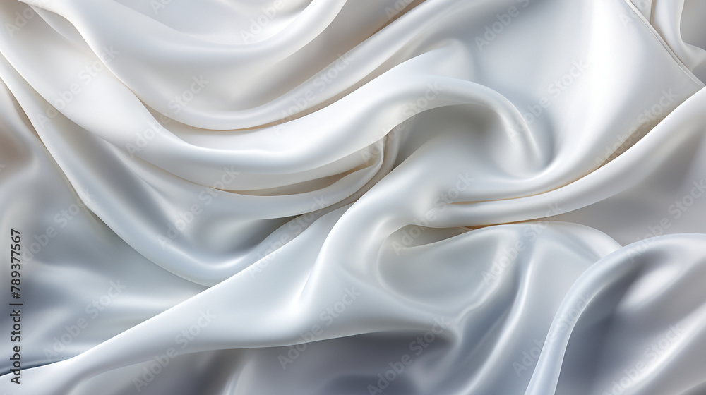 Obraz premium Abstract metallic background with some smooth lines Closeup of rippled white silk satin fabric сreated with Generative Ai