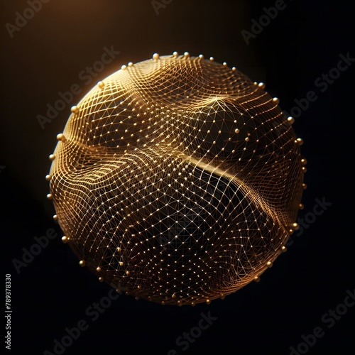 Golden Glowing Sphere with Dynamic Light Patterns, Perfect for Luxury Design, Elegant Backgrounds, and Modern Aesthetics