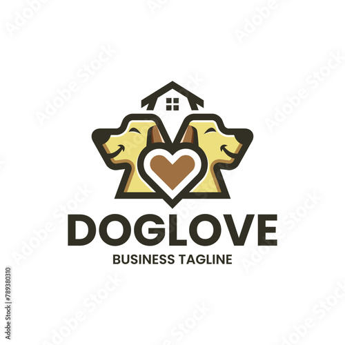 twins dog house logo vector