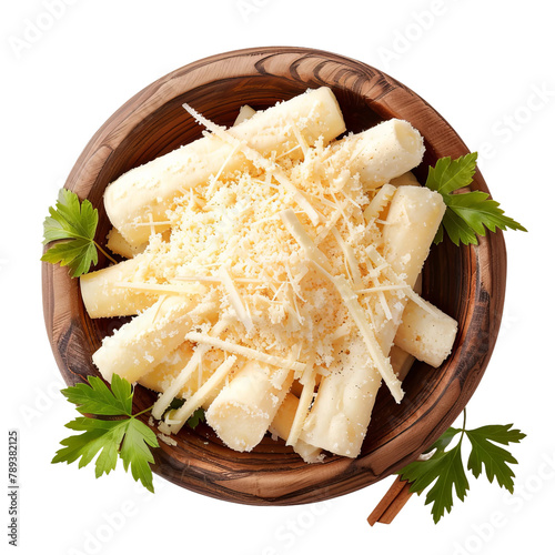 Grated Cassava Steamed and Seasoned with Spic Isolated  On Transparent  Background  photo