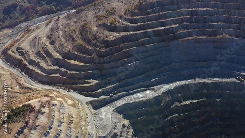 Aerial View of an Open Pit Copper Mine. Rosia Montana, Romania by Drone photo