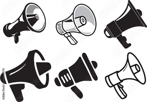 Megaphone icons as Business announcements. Good for business promotion poster, banner or flyer designing on media and web. High quality images, easy to reuse in designing for media and web.