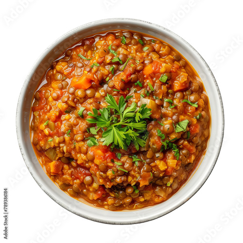 Delicious Ades Lentil Stew Meat Isolated On Transparent  Background  photo