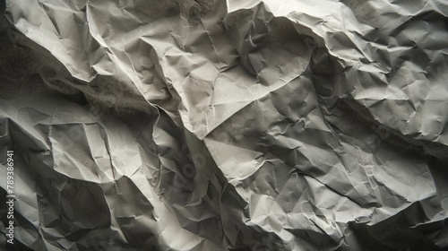 Wrinkled landscape of crumpled paper, shaped over time and touch.