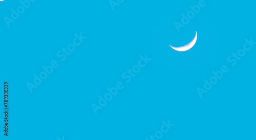 Amazing Crescent Moon on dark blue night sky background.Universe filled with stars, nebula and galaxy with noise and grain.selection focus. © Mohwet