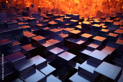 Infinite 3D Cube Landscape in Warm Hues