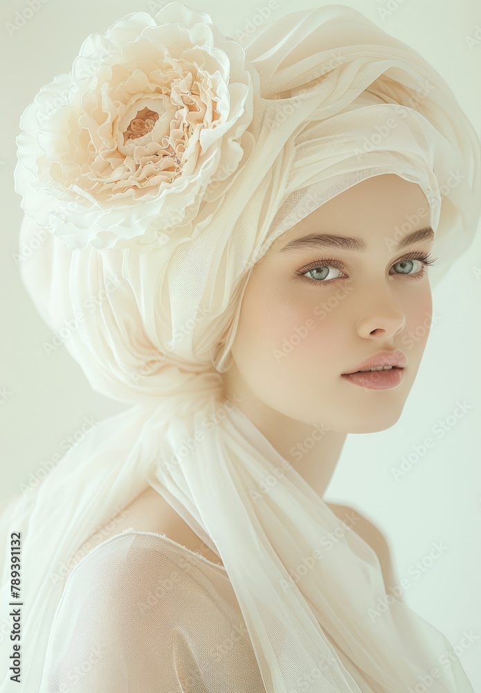 A woman with a white flower in her hair