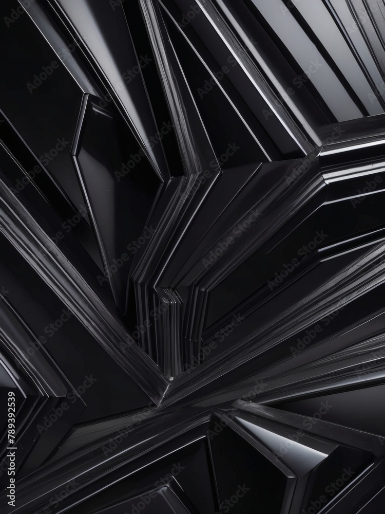 Abstract Black Onyx Lines in Geometric Formation.
