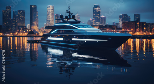Luxury Yacht Serenity: Urban Waterfront Elegance