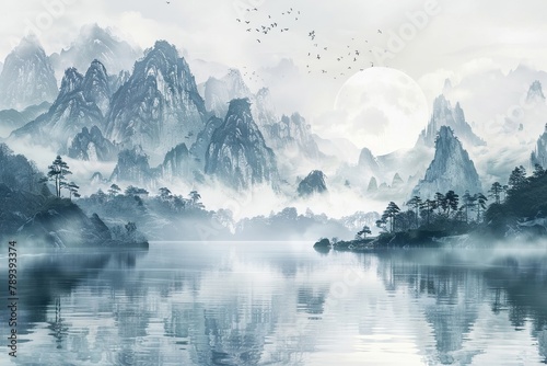Chinese ink and water landscape painting is a traditional art form that captures the beauty of nature.