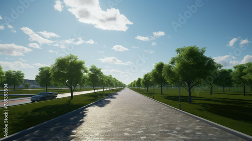 Serene Parkside Promenade Render in Sunlight photo