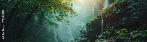 Rapunzel's tower, hair cascading down, prince climbing, secluded woods.