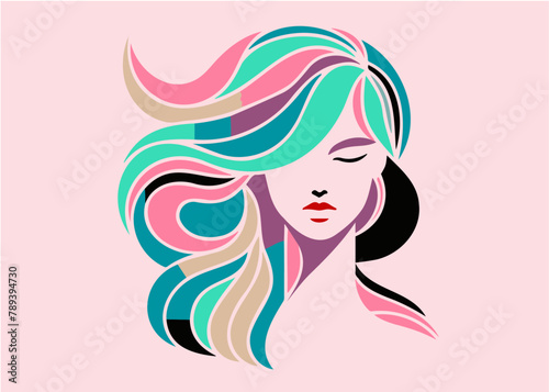 カラフルなヘアカラーのイメージイラスト
