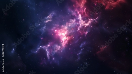 Blue Purple Deep Space Galaxy Nebula. Cinematic celestial background depicting astrology and space exploration. Cosmic fictional 3D illustration backdrop.