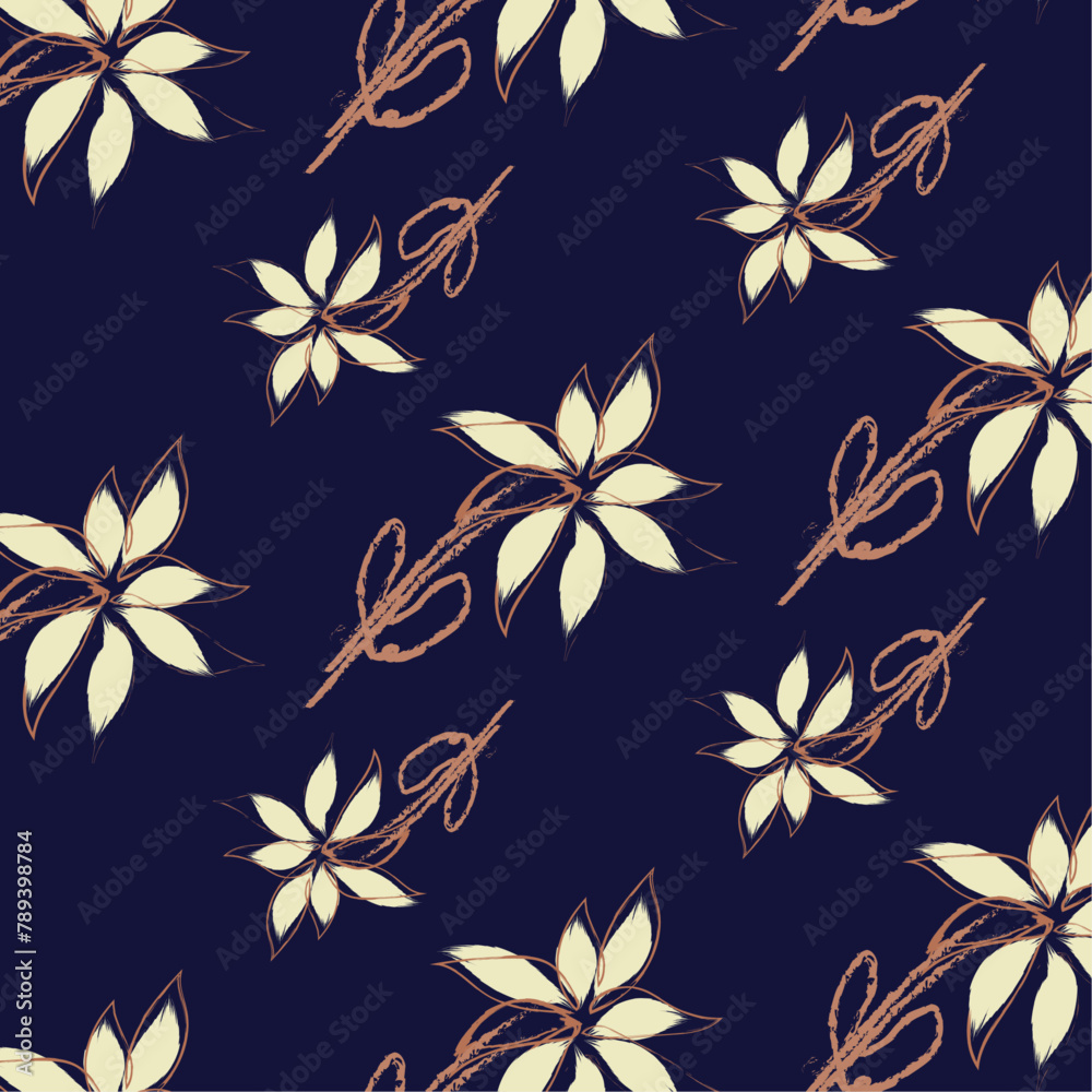 A Beautiful handdrawing style of Floral brush strokes seamless pattern design for fashion textiles, graphics, clothes textile and Fashions deign