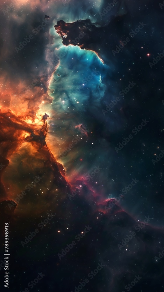 Orange Blue Deep Space Galaxy Nebula