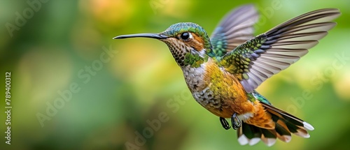 Elegant Talamanca Hummingbird in Flight - Costa Rica's Natural Beauty. Concept Costa Rica Wildlife, Talamanca Hummingbird, Elegant Flight, Natural Beauty, Bird Photography photo