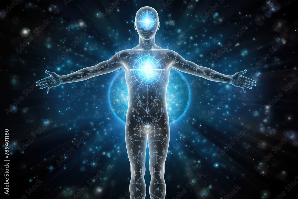 Human Energy Field and Cosmic Connection Concept Human Energy Field and Cosmic Connection Concept