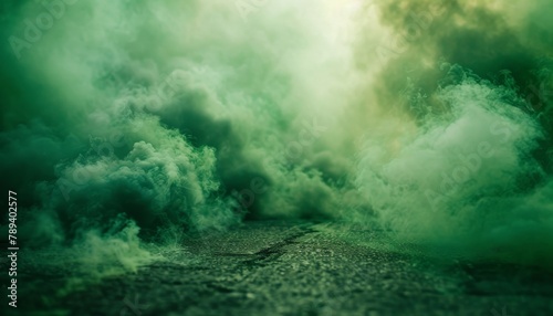Eerie Green Smoke  Toxic Atmosphere Unsettling Light