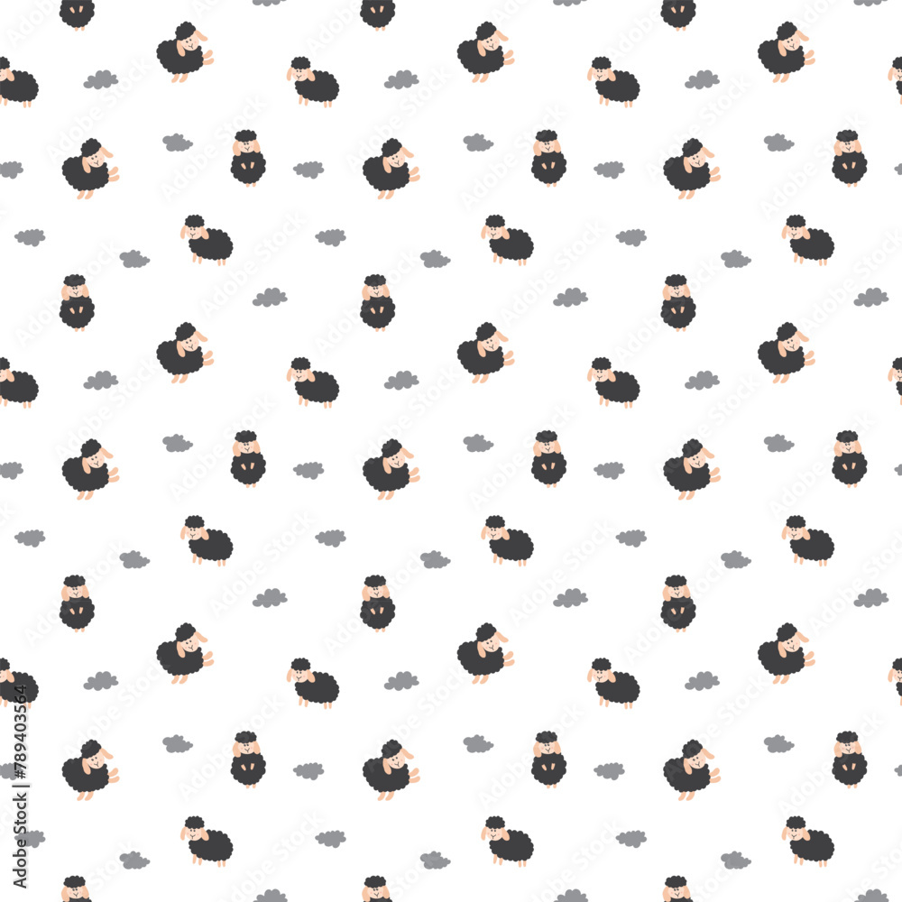 Cute Sheep Seamless Pattern, Cartoon Background vector Illustration Cute Sheep Seamless Pattern, Cartoon Background vector Illustration