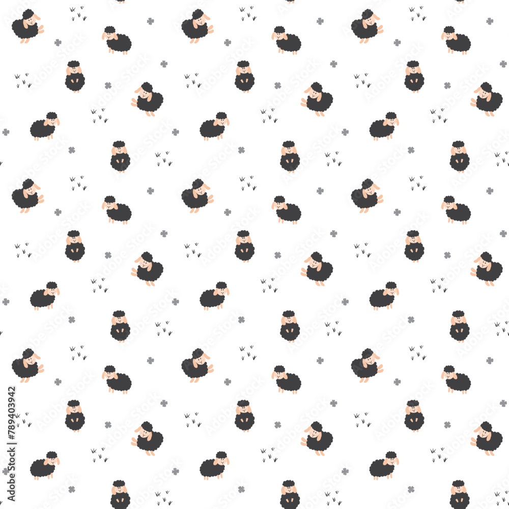Cute Sheep Seamless Pattern, Cartoon Background vector Illustration Cute Sheep Seamless Pattern, Cartoon Background vector Illustration