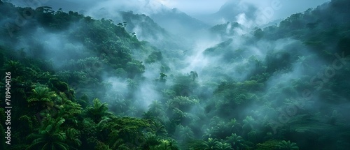 Mystical Mist of Costa Rica's Lush Wilderness. Concept Nature Photography, Rainforest Wildlife, Foggy Landscapes, Exotic Flora, Tropical Paradise