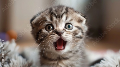 Scottish fold kitten make a shock photo