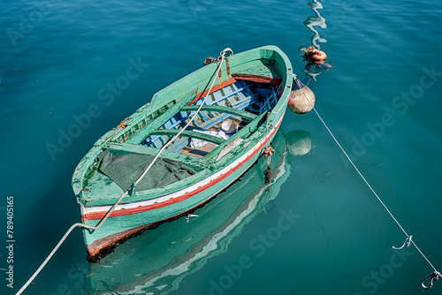 Green Boat In The Siricusa Harbor