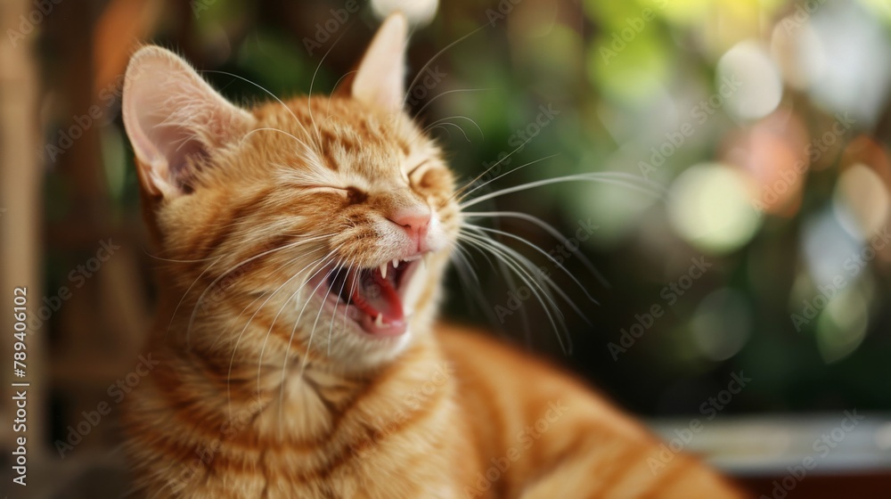 Obraz premium Very funny ginger cat laughing.