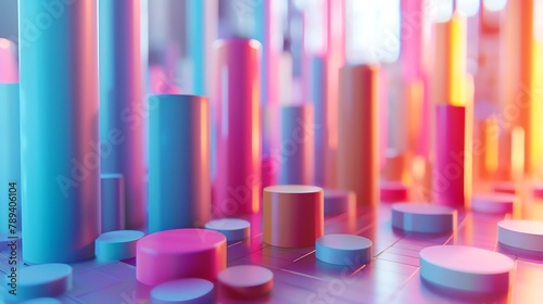 Elegant 3D bar graph illustrating rising investments  pastel palette  minimalistic style  close focus