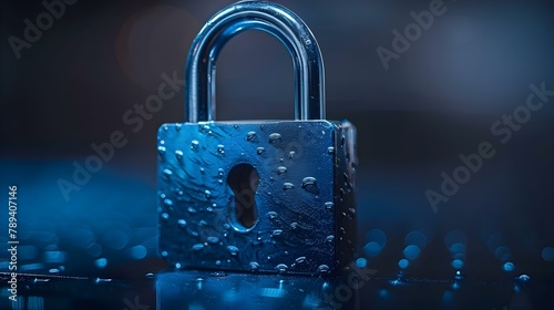 Secure Digital Lock Glows in Cyber Safety Blue. Concept Cyber Security, Digital Lock, Protect Your Data