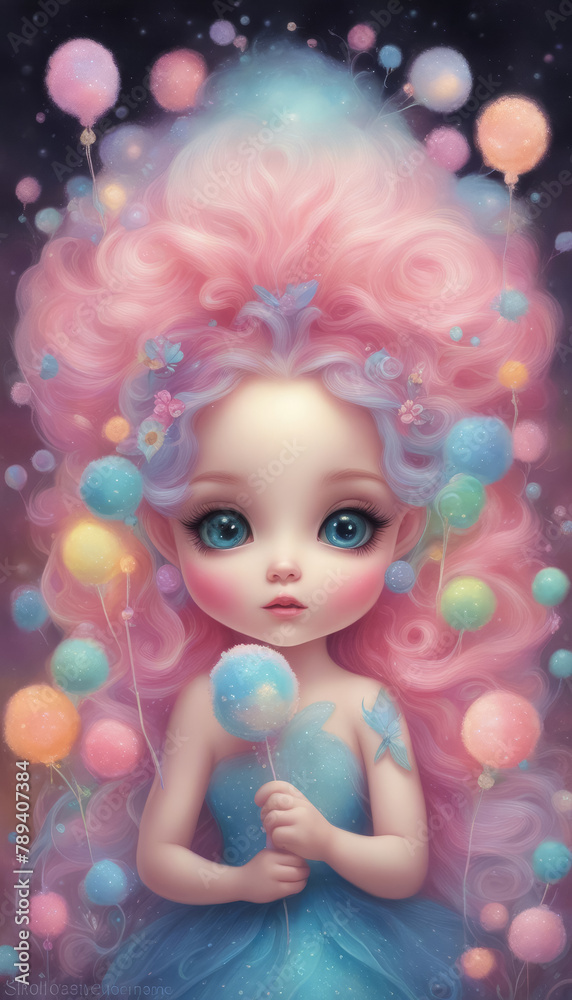 Fototapeta premium Girl with sweets and balloons