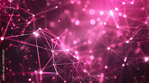 An image displaying the essence of with intricate networks of glowing magenta lines and dots, symbolizing the connectivity of digital ecosystems. through abstract art.