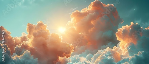 Sun's Embrace Amidst Cloud Symphony. Concept Cloud Watching, Sunset Reflections, Nature's Canvas, Peaceful Landscape, Colorful Twilight