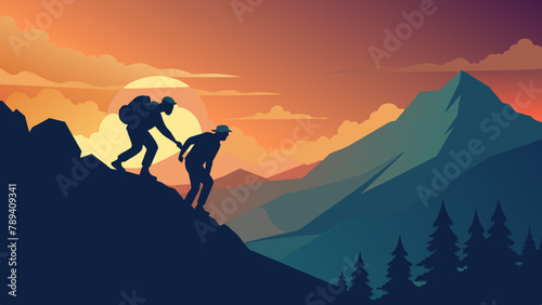 silhouette of a couple in the mountains