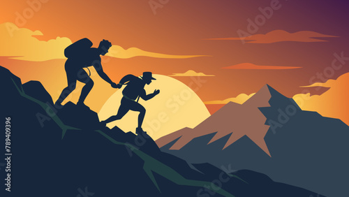 silhouette of a person on a mountain
