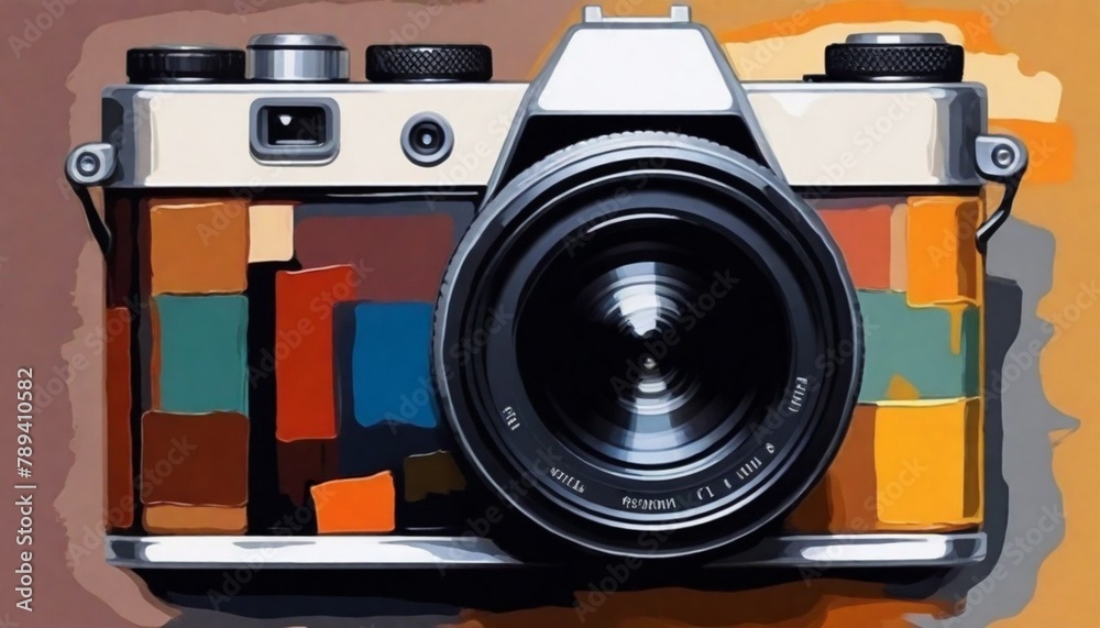 Oil Painting A Camera Icon Representing Photograph (17) - obrazy, fototapety, plakaty 