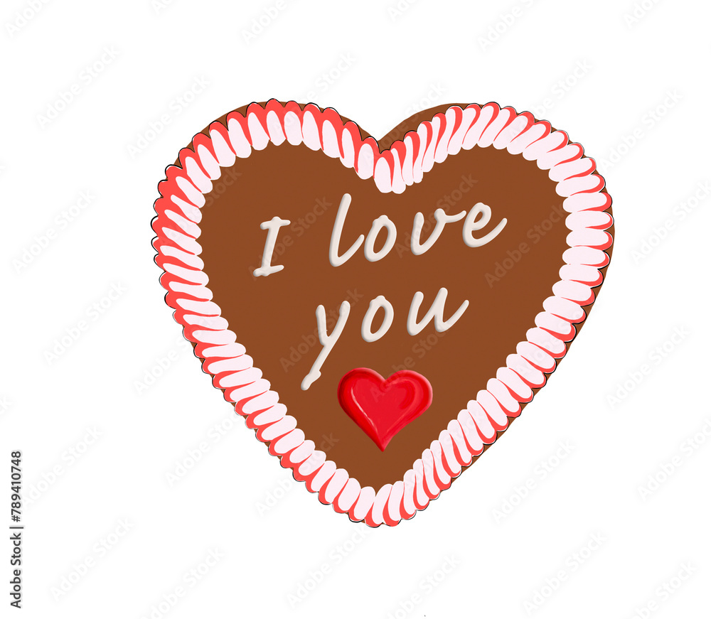 Φωτογραφία Oktoberfest Lebkuchenherz I love you isoliert auf weissem Hintergrund