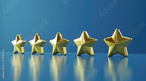 Golden stars for service and rating concept.