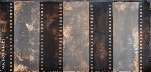 Grunge Vintage Film Strips on Textured Background