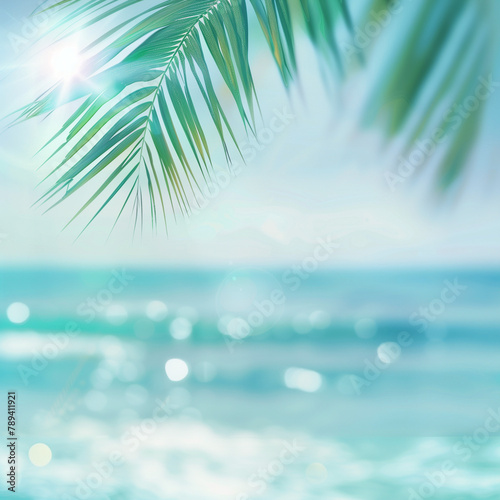 tropical island with palm trees background with room for text. © Vincent