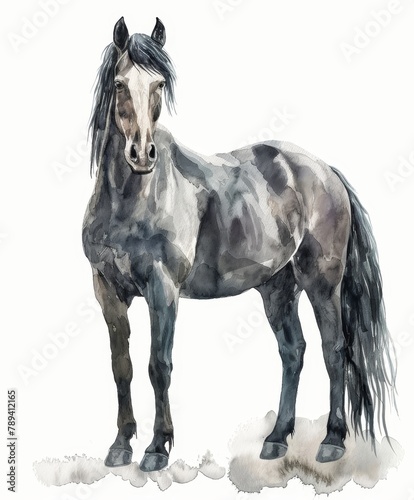 Horse hand drawn watercolor. paint art illustration