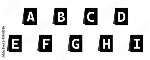 Stock illustrations on the theme Design of markers against evil. Plastic black label for tracking labels with letters A, B, C, D, E, F, G, H, I