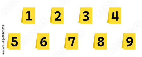 Stock illustrations on the theme Design of markers against evil. Plastic yelow tag for tracking labels with letters 1, 2,3,4,5,6,7,8,9